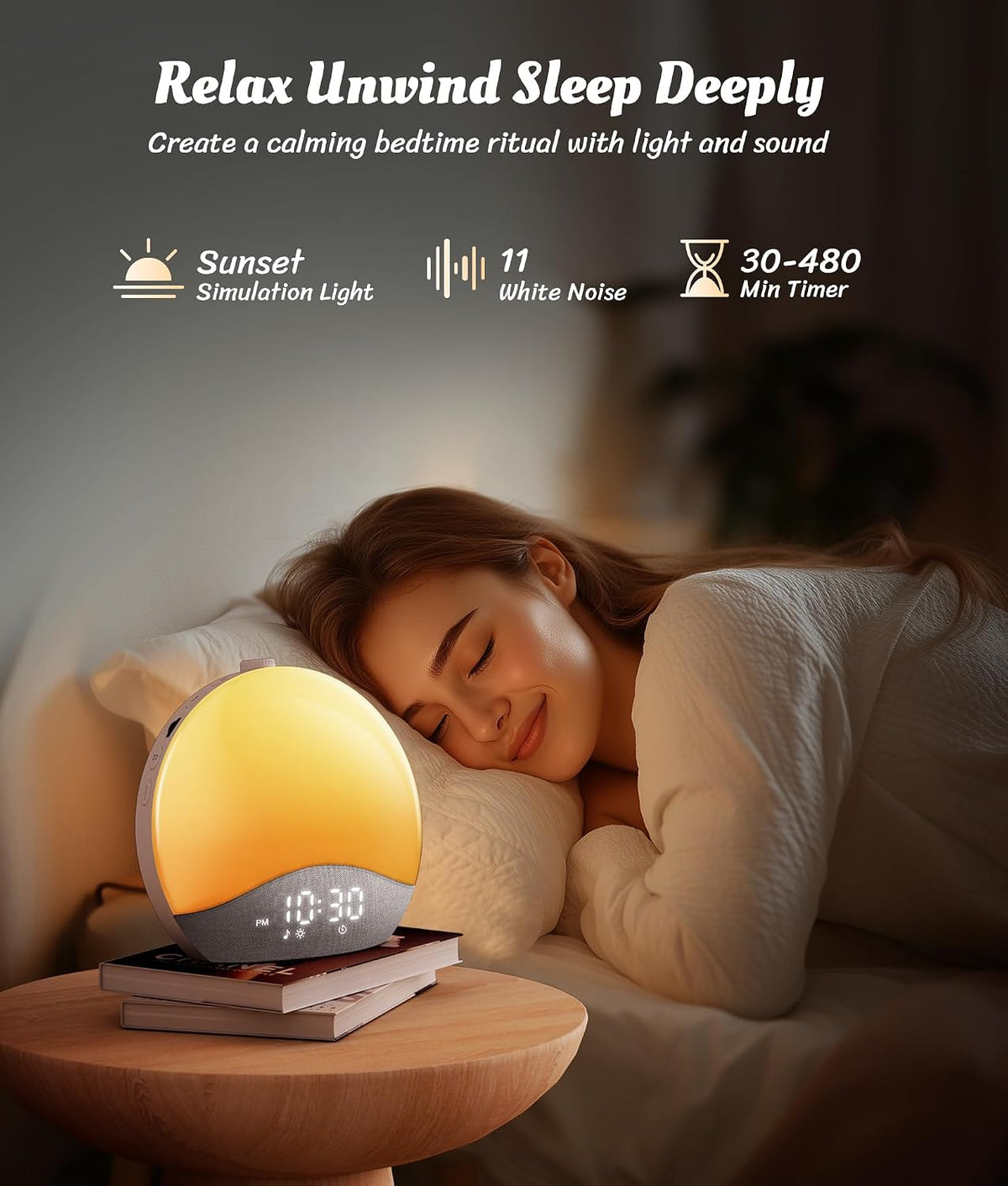 ecozy Sunrise Alarm Clock for Bedroom, White Noise Sound Machine