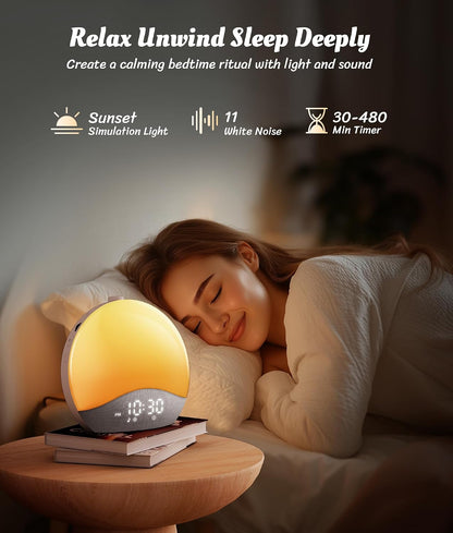 ecozy Sunrise Alarm Clock for Bedroom, White Noise Sound Machine