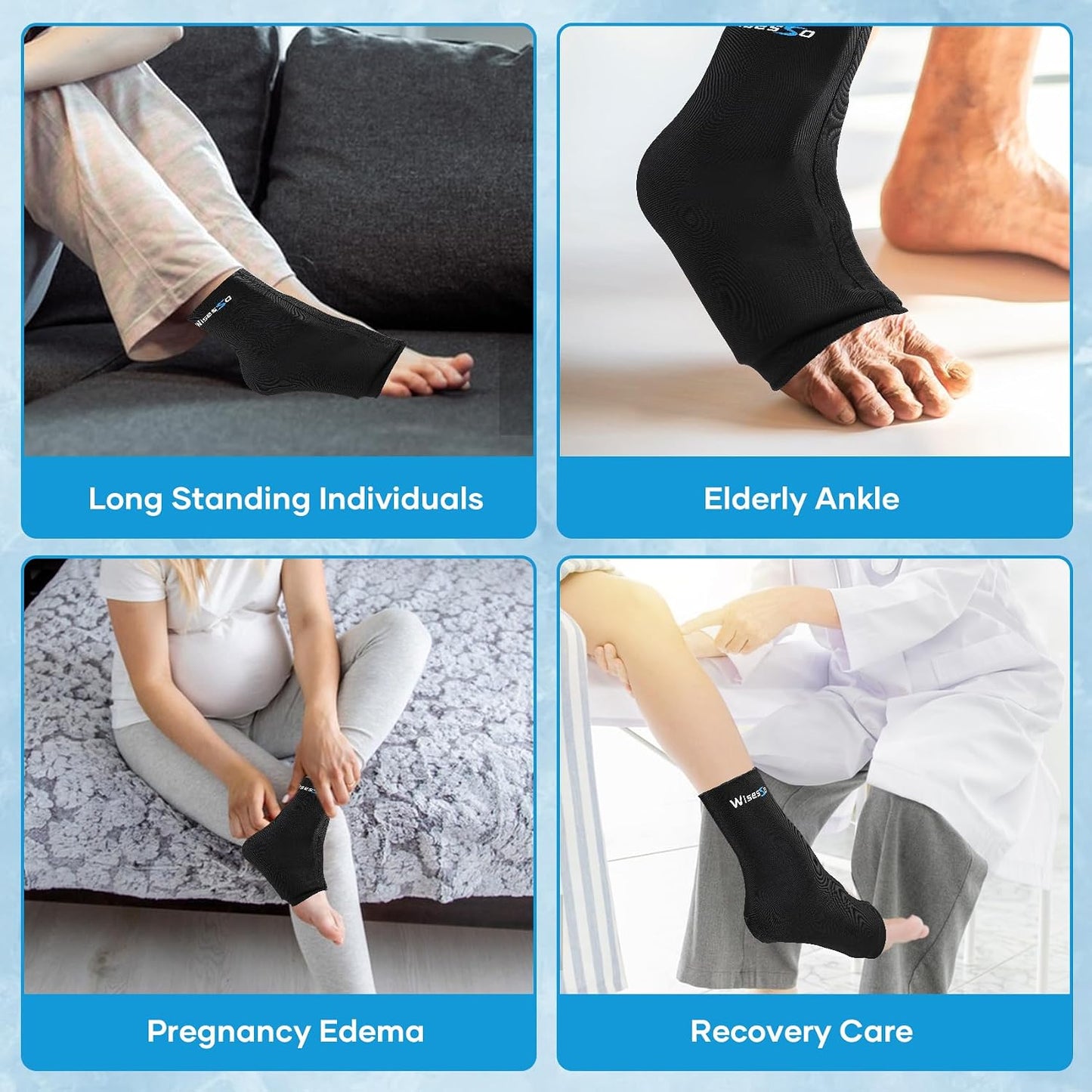 Ankle Ice Pack Wrap, Achilles Tendonitis Brace, Hot & Cold Compress | Resuable Ankle Ice Pack for Injuries, Swelling, Plantar Fasciitis, Sprained, Pain Relief (Black, 1 Pack)