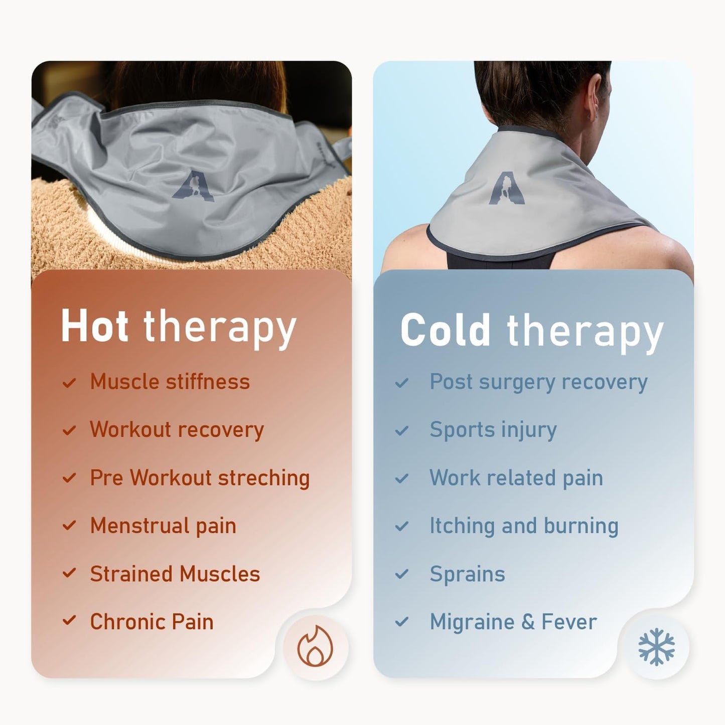Flexible Neck Ice Pack Wrap, Soft Gel Ice Pack for Pain Relief, Hands-Free, Cervical Recovery (8" x 23") - Purple