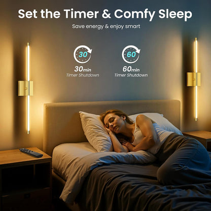 10000mAh Rechargeable Wall Lights, Black Gold, 29 Inch, 3CCT, 2 Pack