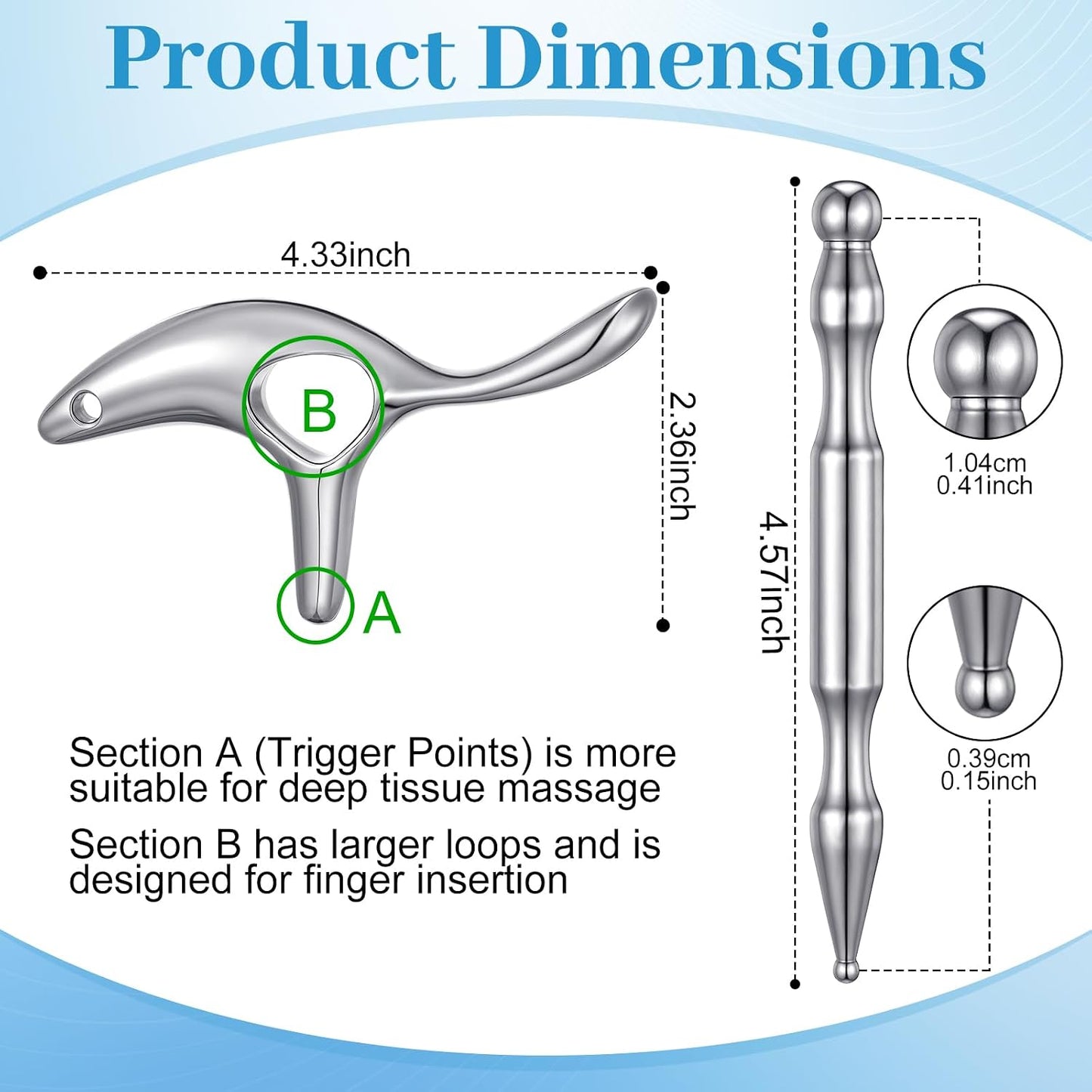 2PCS Gua Sha Massage Tools,Stainless Steel Trigger Point Massage Tool and Manual Acupuncture Pen Eye Massager,Deep Tissue Acupressure Massager for Face,Hand,Neck,Back