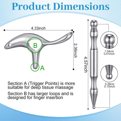 2PCS Gua Sha Massage Tools,Stainless Steel Trigger Point Massage Tool and Manual Acupuncture Pen Eye Massager,Deep Tissue Acupressure Massager for Face,Hand,Neck,Back