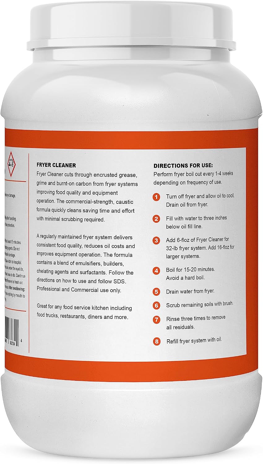 Fryer Cleaner - 8-lbs - Fryer Boil Out - Contains 21 Cleanings - Concentrated Powder - Commercial Strength - Removes Burnt On Organics - Deep Fryer Cleaner