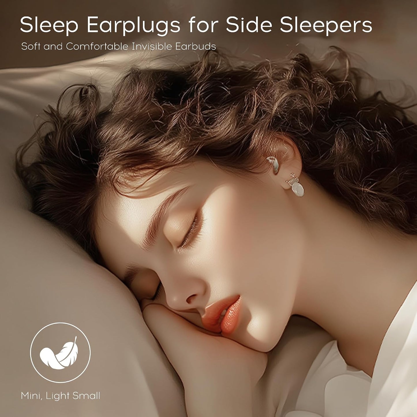 Sleep Earbuds Bluetooth 6.0, Mini Invisible Silicone Sleep Earbuds for Side Sleepers, Noise Blocking Sleeping Headphones, Hidden Earbuds with LED Display for Small Ears, Sleep & Relax（Beige）