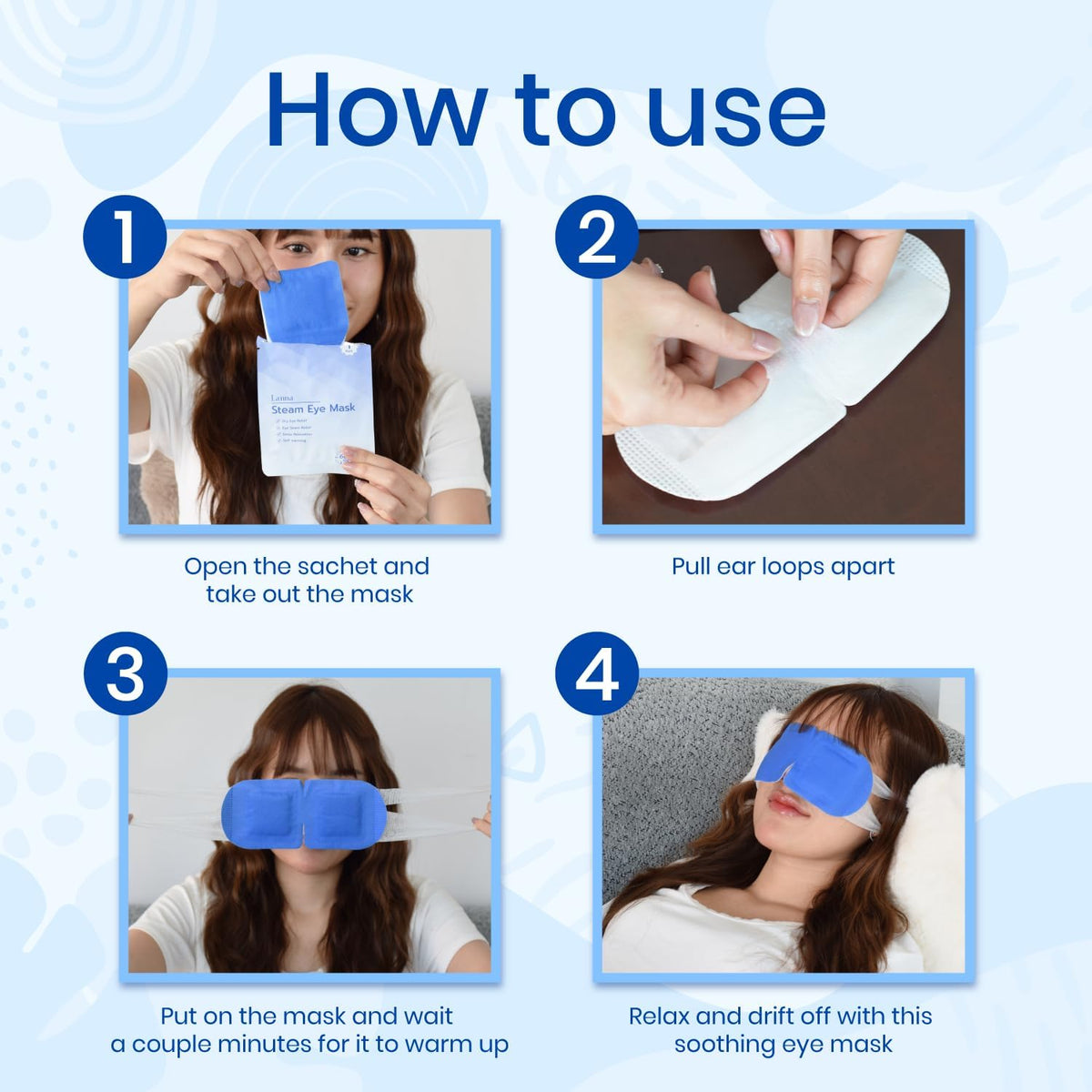 LANNA Heated Steam Eye Mask, Disposable 120 Minutes Chamomile Scent 10 Pcs