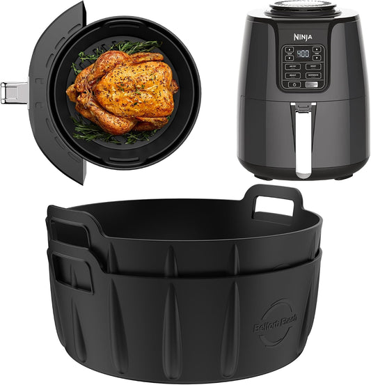 Premium Silicone Liners for Ninja 4 QT AF101 | Strong and Long‑lasting 0.1inch Thickness | 0.3inch high Silicone Lines on Base for AirFlow | Specially Designed for Circular AF101 Air Fryer