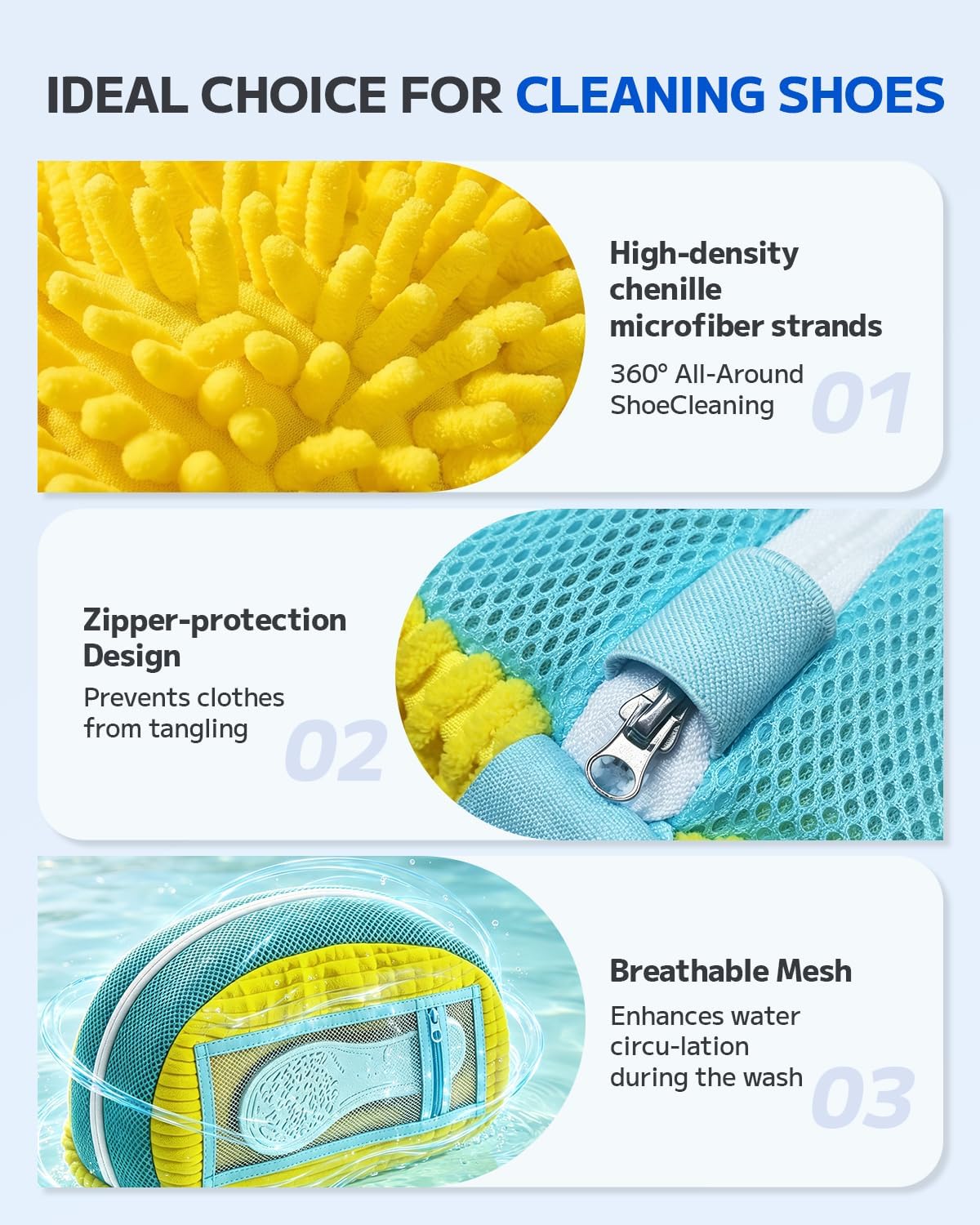 Shoe Washing Bag, Laundry Shoe Bag for Washer and Dryer, Sneaker Cleaning Protection Bag for Tennis, Casual, Athletic Shoes, with Mesh Pocket for Insoles, Self-Locking Zipper (Grey 2pcs)