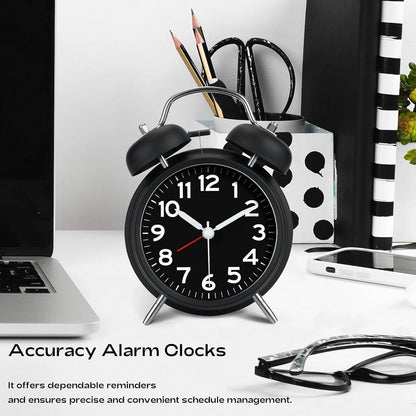AKCISOT Loud Alarm Clock for Heavy Deep Sleepers,3 Inches Analog Metal Twin Bell Clocks Battery Operated with Backlight for Bedroom Bseide, Old Fashioned for Desk Home Decoration (Blue)