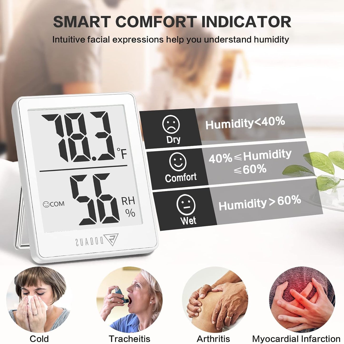 DOQAUS Digital Hygrometer Indoor Thermometer Humidity Meter, Black | Mini Room Thermometer, 5s Fast Refresh, Accurate Temperature and Humidity Monitor for House, Baby Room, Greenhouse, Incubator