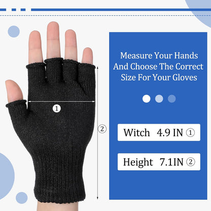 Geyoga 2 Pair Fingerless Cut Resistant Gloves Kitchen Cutting Glove Food Grade Gloves for Chef Mandolin Slicing(Grey and Black)