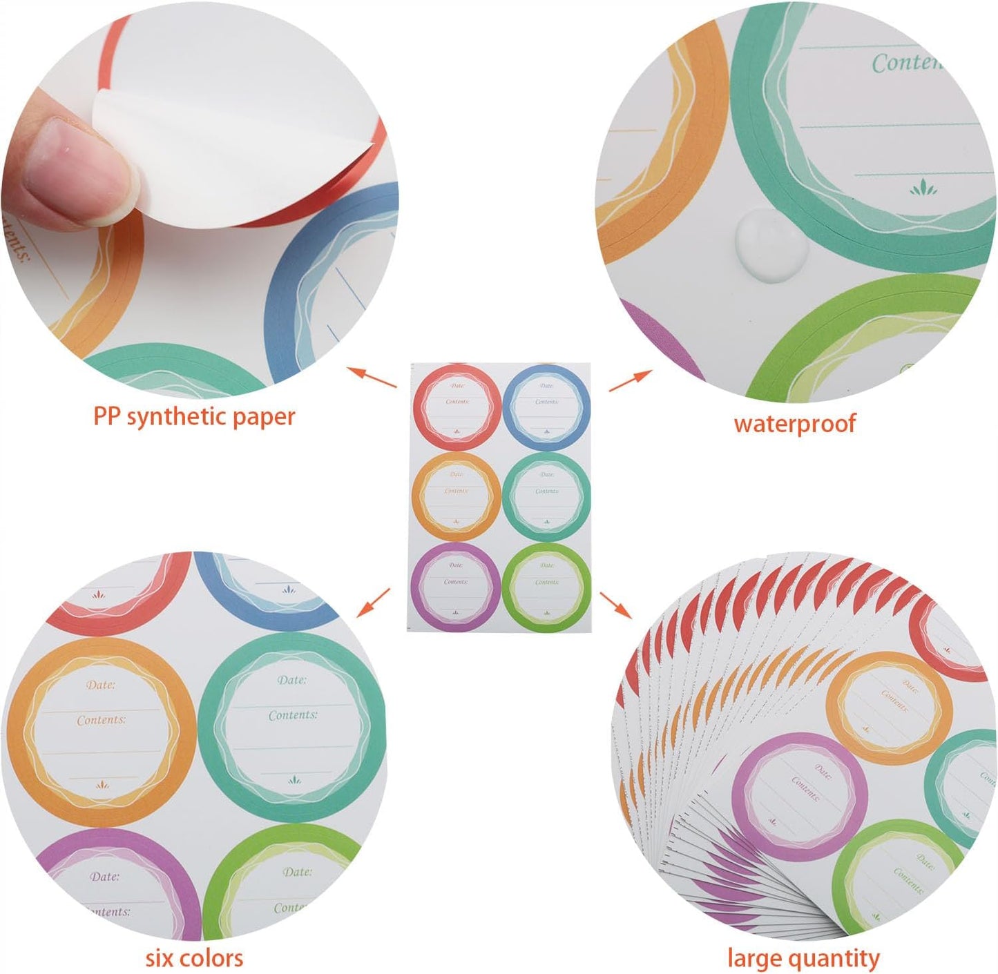 DGZZI 120PCS Removable Refrigerator and Freezer Labels 1.57 Inch Round Adhesive Food Storage Stickers Easy to Clean Leaves No Residue 6 Colors for Marking Expiration Dates on Canned Goods