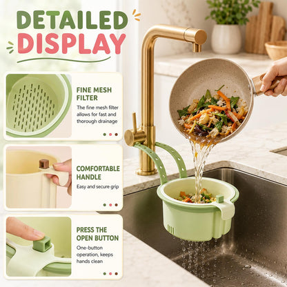 Hanging Sink Drain Basket,2026 New Cactus Kitchen Sink Strainer Basket,Multifunctional Kitchen Sink Strainer Press Automatic Dumping Basket,Self-Cleaning Faucet Hanging Filter Basket(Green)