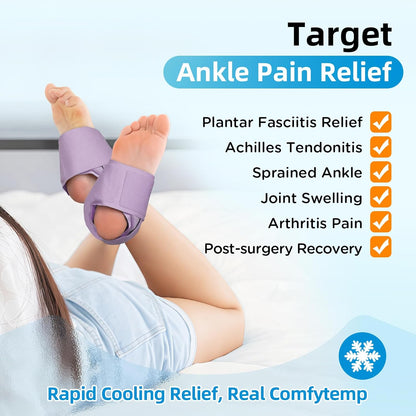 Comfytemp Ankle Ice Pack Wrap for Plantar Fasciitis, Swelling, Foot Pain Relief, FSA Eligible HSA, Gel Packs for Injuries Reusable, Hot Cold Compress for Achilles Tendonitis, Sprained Ankles, 2 Packs