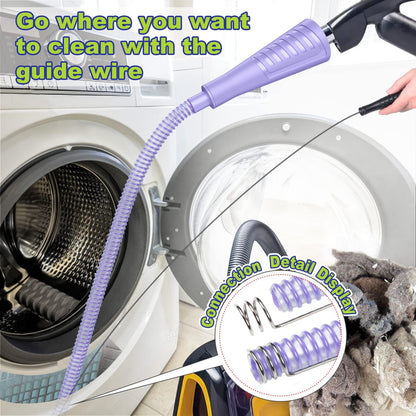 Sealegend 2 Pieces Dryer Vent Cleaner Kit Dryer Lint Vacuum Attachment Hose | Flexible Dryer Vent Vacuum Hose for Deep Cleaning/Lint Remover Kit with Guide Wire/Dryer Lint Trap Cleaner Ease of Use (Blue)