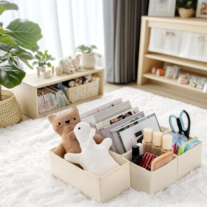 Drawer Organizer Clothes, 10 Pack Dresser Organizer for Baby Clothes, Underwear, Sock- Foldable Closet Organization and Storage Dividers Bins for Nursery, Bedroom (Beige)