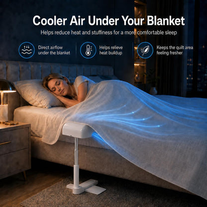 Bed Cooling System, Bed Fan Under Sheets with 5 Adjustable Speeds, Cooling Fan for Hot Sleepers & Night Sweats, Rechargeable Bed Fan with Remote, Fits All Mattress Heights
