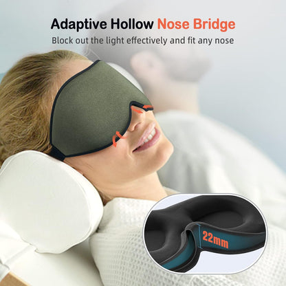 LitBear Sleep Mask for Side Sleeper Women Men, Eye Mask for Sleeping | Light Blocking 3D Contoured Sleeping Mask, Soft Breathable Sleep Eye Mask with Adjustable Elastic Strap for Travel, Black