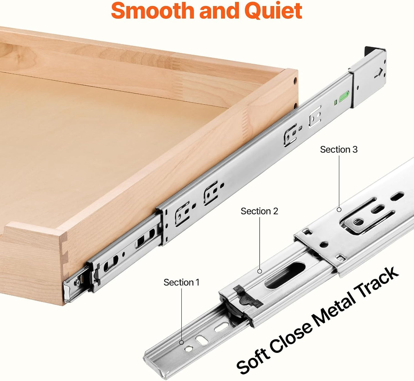 VEVOR Pull Out Cabinet Organizer, 14"W x 21"D Cabinet Drawer, Soft Close Slide out Shelf, Heavy-Duty Sliding Wood Drawer, Bottom Mount Size（14.5"W x 23"D）and Side Mount Size（15"W x 23"D） | Heavy-Duty Sliding Shelf with Bottom or Side Mounting for