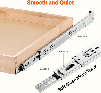 VEVOR Pull Out Cabinet Organizer, 14"W x 21"D Cabinet Drawer, Soft Close Slide out Shelf, Heavy-Duty Sliding Wood Drawer, Bottom Mount Size（14.5"W x 23"D）and Side Mount Size（15"W x 23"D） | Heavy-Duty Sliding Shelf with Bottom or Side Mounting for
