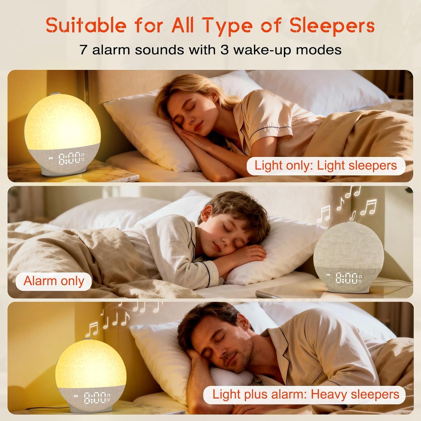 Sunrise Alarm Clock White Noise Machine, Sunset Simulation, 30 Sleep Sounds | 12 Color Night Lights, Dimmable Sunlight Lamp Wake Up Light, Loud Digital Clock for Kids Teens Heavy Sleepers Adults Bedrooms
