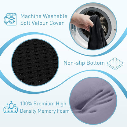 BlissTrends Memory Foam Seat Cushion for Office Chair & Car Seat, Black | 4.7in Ergonomic Tailbone & Sciatica Support with Removable Velvet Cover for Pressure Relief and Long Sitting Comfort