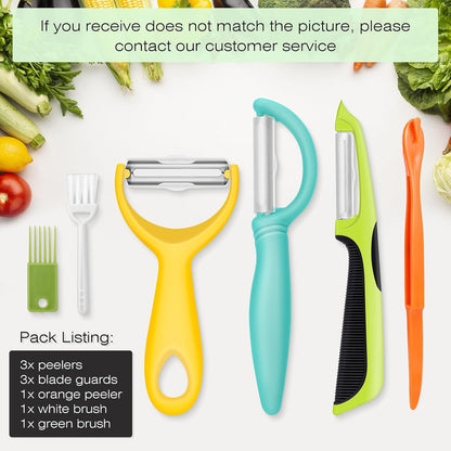 Senbowe Upgrade Potato Peeler for Kitchen, 6PCS Stainless Steel Vegetable Peeler, I and Y Veggie Food Peeler for Apple Fruit Carrot Zucchini Cucumber,Good Grip Makes Peeling Very Easy (Green)