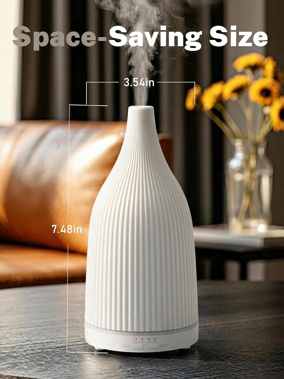 TTJ 70ml Essential Oil Diffuser, Ultrasonic Aromatherapy Diffuser with DC 5V USB Power, Timer Function, Dimmable LED Night Light, Quiet Cool Mist Humidifier for Home Office Bedroom Yoga Spa,One White