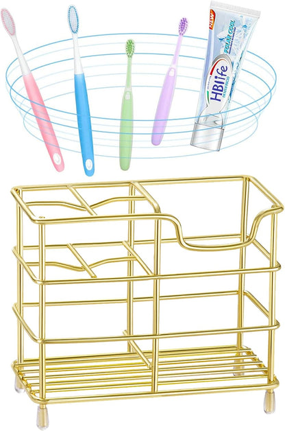 HBlife Toothbrush Holders for Bathroom, 5 Slots Silver Stainless Steel Bathroom Accessories Organizer