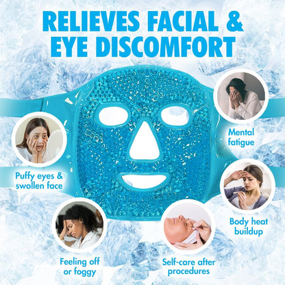 Perfect Remedy Face Ice Pack, Reusable Hot & Cold Ice Face Mask, Gel Compress for Helping with Puffy Eyes and aiding in Conditions of Swelling, Facial Spa Cooling Mask for Women and Men (Blue)