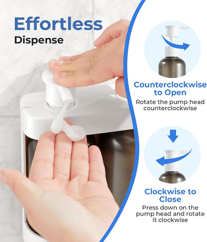 Shampoo Dispense for Shower, Shower Soap Dispenser Wall Mounted, Shower Dispenser 3 Chamber No Drill, Shampoo and Conditioner Dispenser for Bathroom Hotel, Shower Shampoo Dispenser 3 Chamber, Black