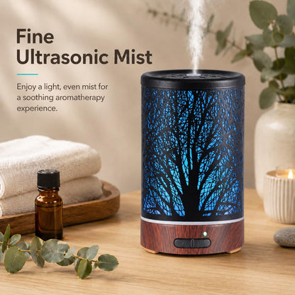 Tree Essential Oils Diffuser for Home 150ML Aromatherapy Diffuser | Birthday Gifts for Women mom,Metal Cool Mist Humidifier with 7 Colors Lights Waterless Auto Off Air Diffusers