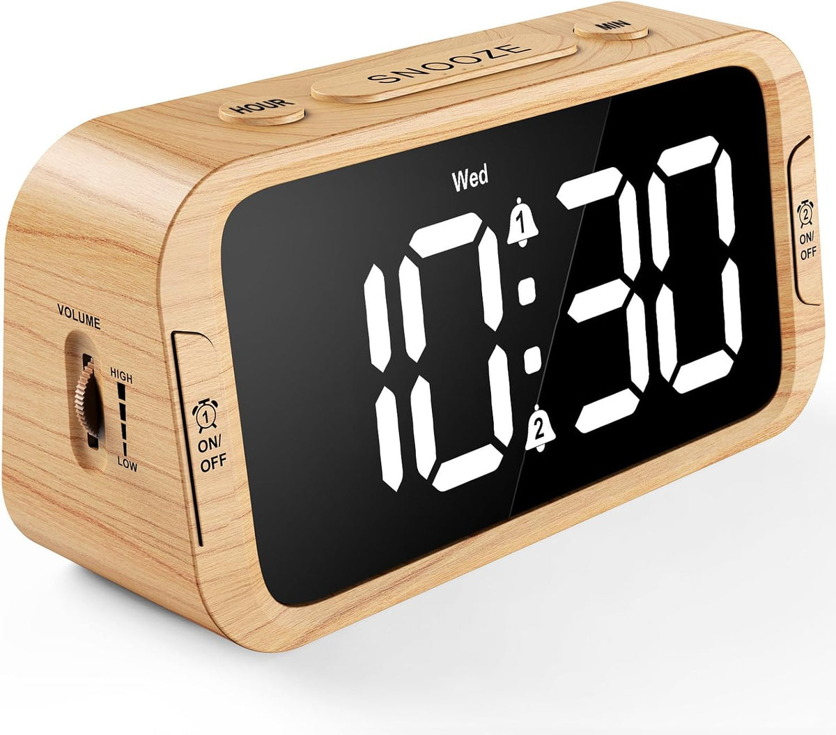 Odokee Digital Dual Alarm Clock for Bedroom with 0-100% Dimmable Display