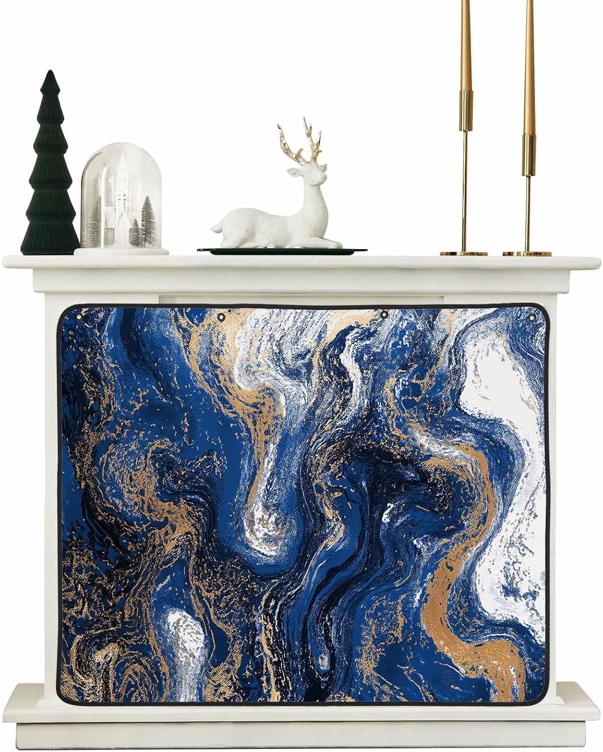 Magnetic Fireplace Cover Sage Green Marble Fireplace Screen Decorative Abstract Fluid Art Insulation Fireplaces Blocker Blanket Save Energy Fireplaces Draft Stopper Covers for Living Room 36x30 Inch