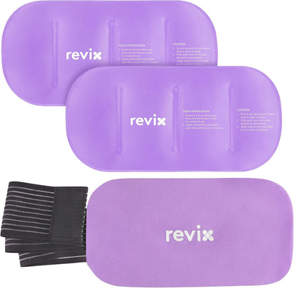 REVIX Ice Pack for Injuries Reusable, 2-Pack Hot & Cold Gel Wrap with Strap