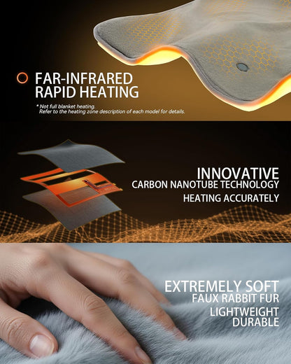 Cordless Heated Blanket,Battery Powered Carbon Fiber Electric Heated Throw, Machine Washable, Long-Lasting for Home, Camping, Travel, Office