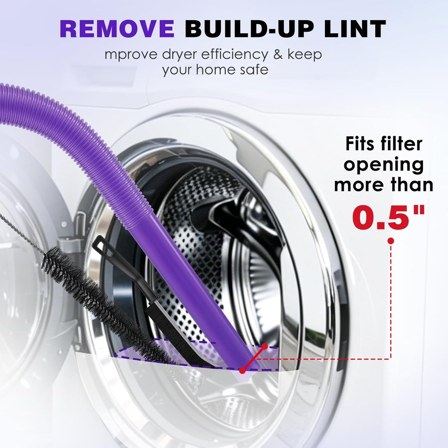 Lovepea Dryer Vent Cleaner Kit for Dyson V15 V12 V11 V10 V9 V8 V7, Hose Attachment Flexible Crevice Drum Lint Brush Trap Cleaning Tool Kit, 4 Piece