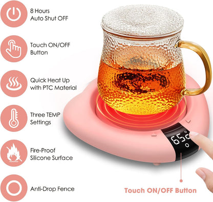 Coffee Mug Warmer for Desk, Cup Warmer with Auto Shut Off, Mug Warmer Plate for Coffee, Milk, Tea, Beverage - Mug Heater for Travel, Home and Office (Green)