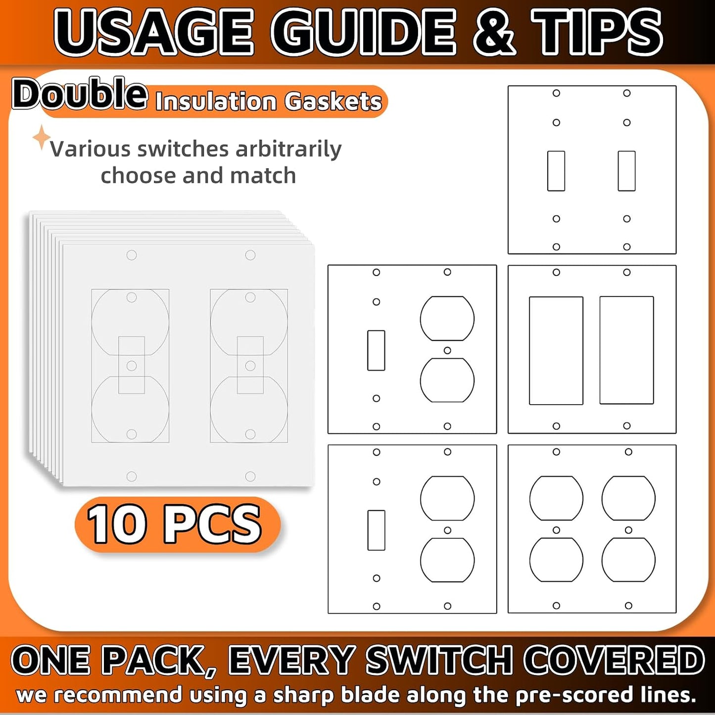 35Pcs Electrical Outlet Insulation Pads，Outlet Insulation And Draft Sealers Foam Outlet Gaskets Insulated Outlet Covers Light Switch Insulation Pads Weatherproof Energy Saving For Switch