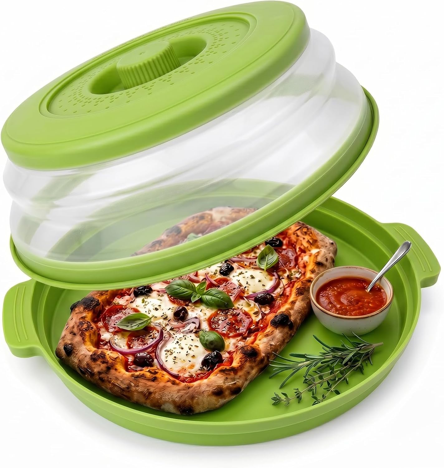 10 Inch Microwave Splatter Cover Vented for Food, Collapsible Splatter Guard with Handle, Anti-Splatter Plate Lid for Kitchen Fruit Vegetables, Dishwasher-Safe Easy Clean (black)