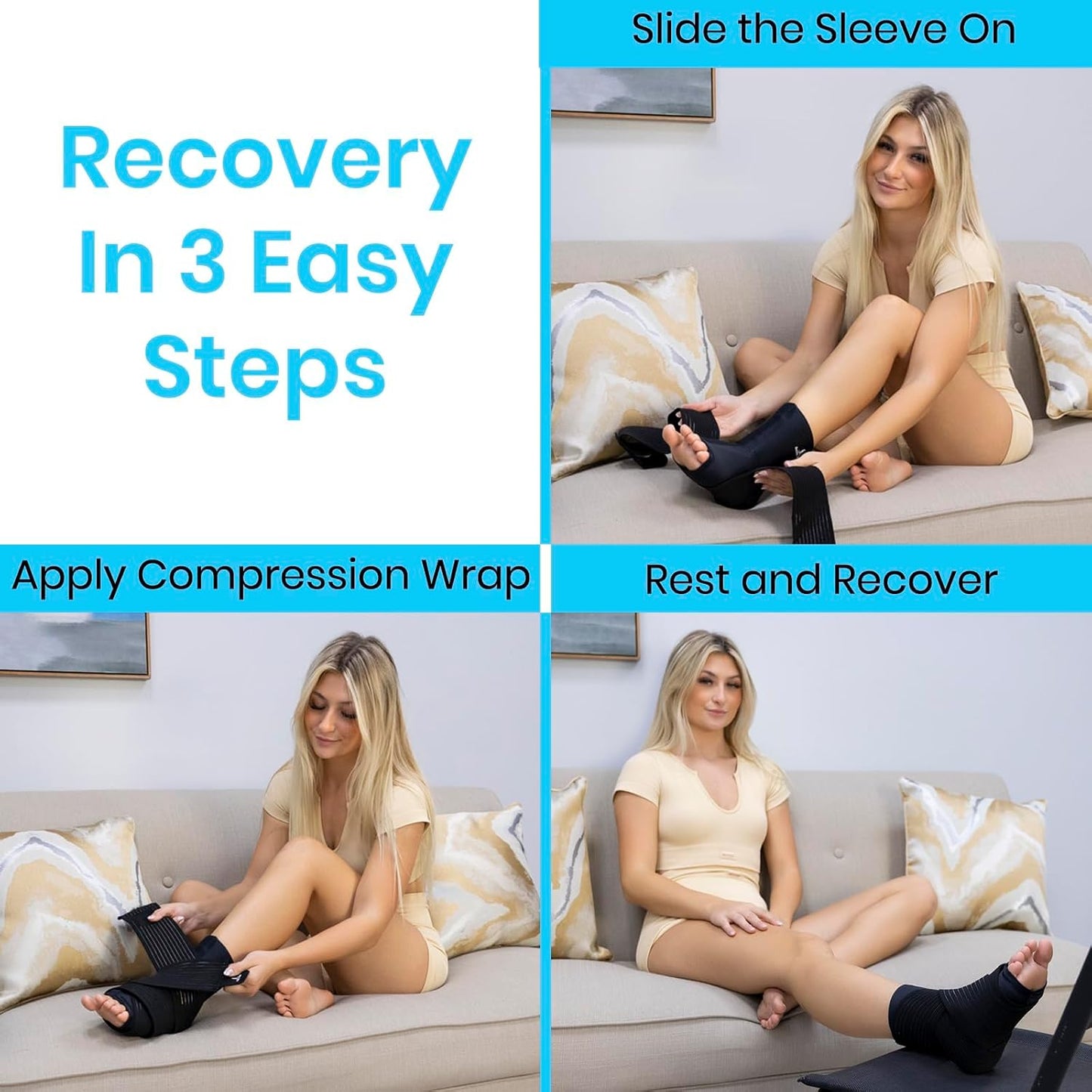 Vive Arctic Flex Ankle Ice Pack Wrap for Swelling - Adjustable Hot & Cold | Gel Compression for Foot & Heel Injuries Reusable, Pain Relief, Reusable Cooling Therapy