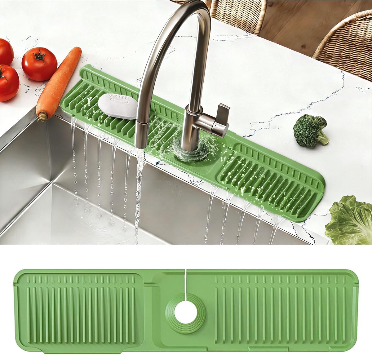 24 Inch Upgraded Draining Mat Folding faucet Mat for Bathroom Sink Splash Guard 7° Slope with Button Lock Water Draining Pad for Kitchen Bathroom Bar(Pink)