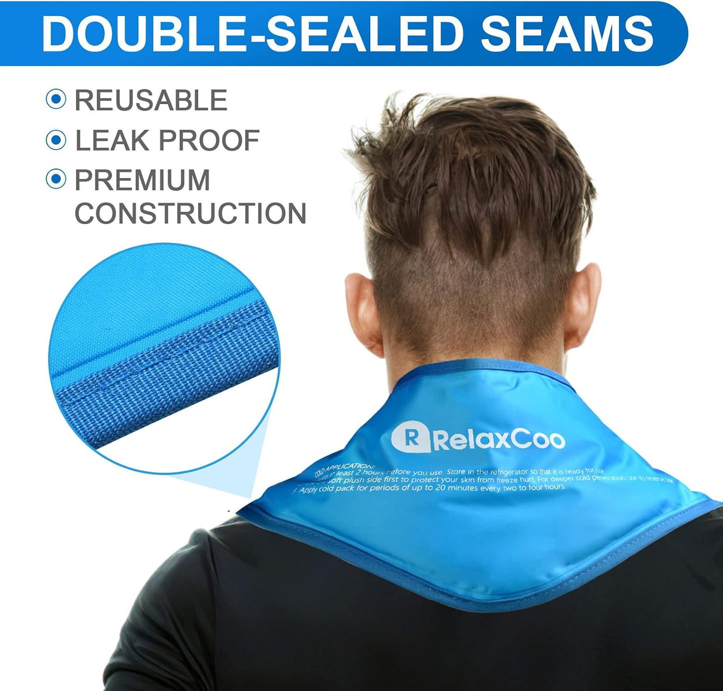 RelaxCoo Neck Ice Pack Wrap, Reusable Gel Ice Pack for Neck Shoulders, Cold Compress Therapy for Pain Relief, Injuries, Swelling, Bruises, Sprains, Inflammation and Cervical Surgery Recovery