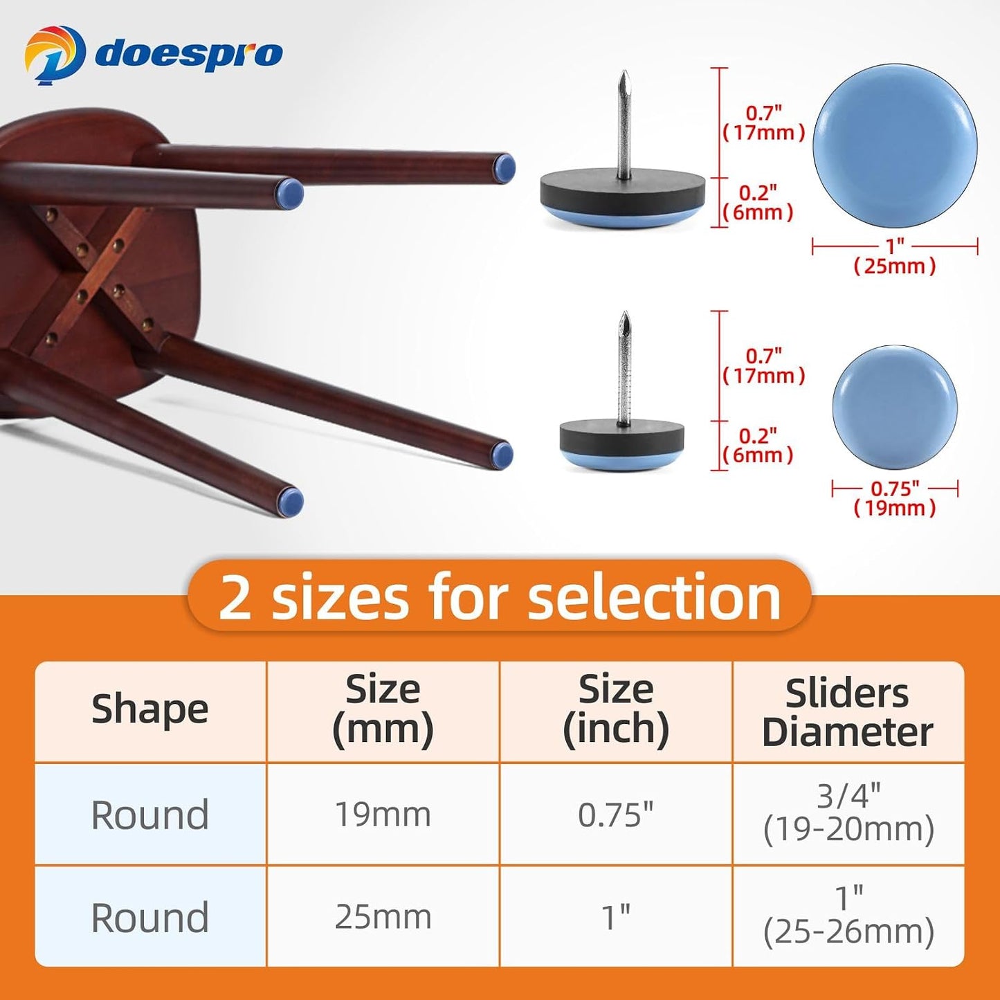40PCS 1.4" Furniture Sliders for Hardwood Floors & Carpet, Self-Stick | PE Round Furniture Pads & Chair Glides for Hardwood Floors, Floor Protectors for Moving Furniture & Kitchen Appliances Easily