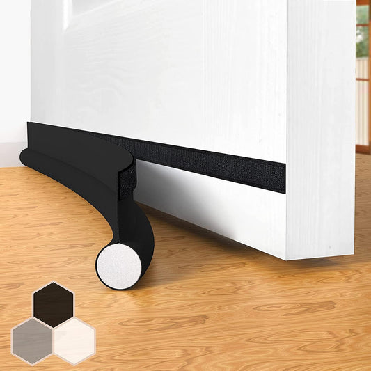 Door Draft Stopper Bottom One Sided Door Draft Blockers，37" Cutable Under Door Draft Blocker Insulator Door Sweep Weather Stripping Soundproof，Fits for Interior／Exterior Doors，1 Pack,White