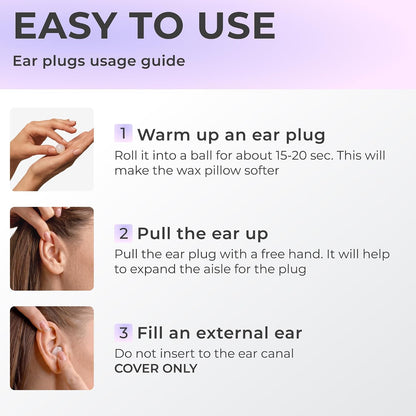 Peace&Quiet PQ Wax Ear Plugs for Sleeping - 50 Silicone Wax Earplugs