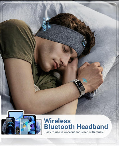 Perytong Sleep Headphones Bluetooth 5.4 Headband, Wireless Sleep Headband Headphones for Side Sleepers, Ultra-Thin Stereo Speakers & Extended Battery Life, Sports Headband Earphones for Sleeping