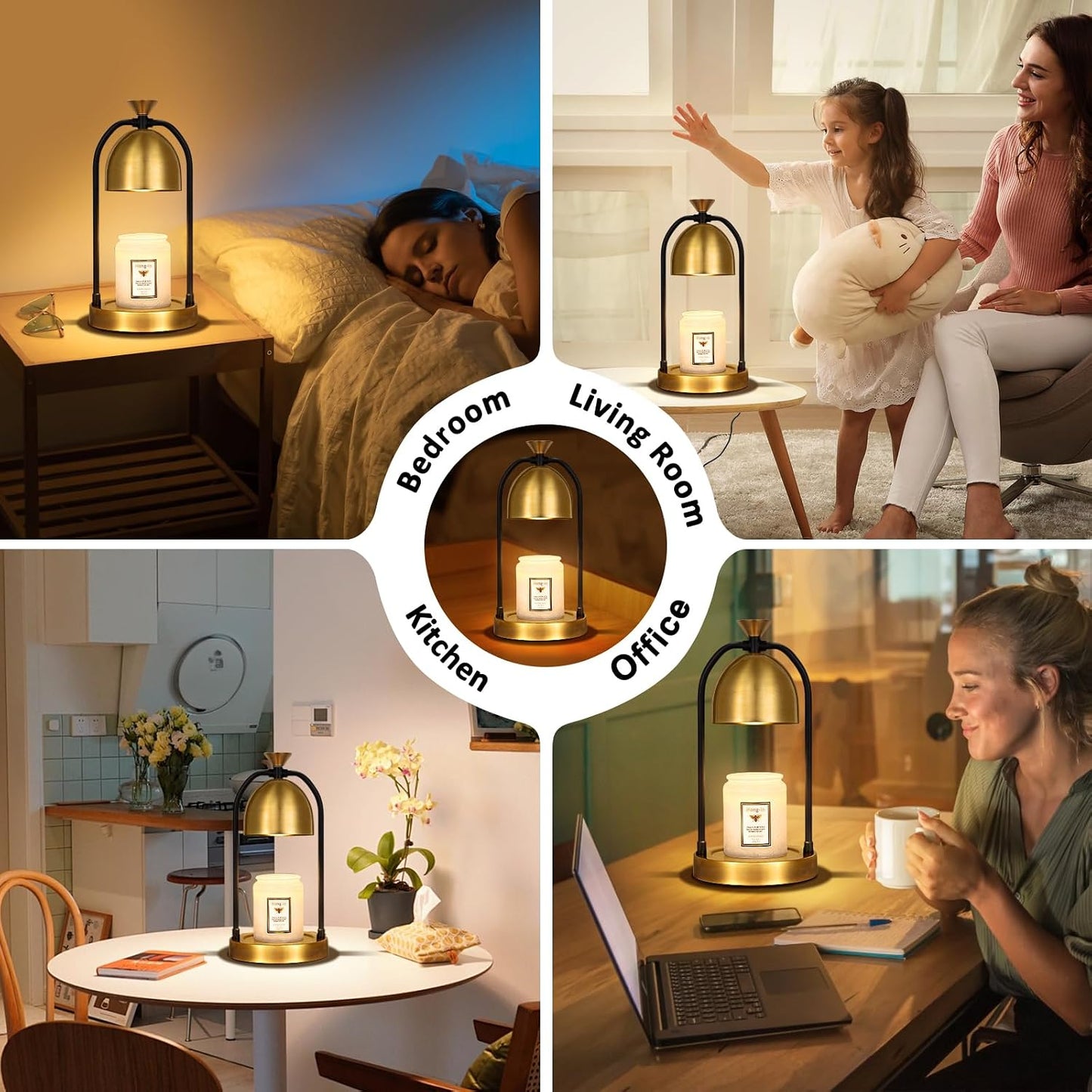 Brown Candle Warmer Lamp with Timer-Electric Candle Light for Bedroom Decor, Aromatherapy at Home | Gifts for Men | Home Gift Ideas
