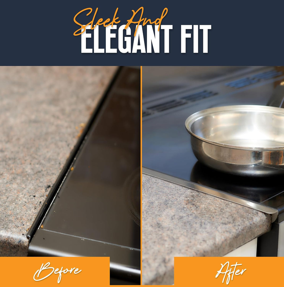 Linda’s Essentials Silicone Stove Gap Covers (2 Pack), Heat Resistant Oven Gap Filler Seals Spaces Between Stovetop and Counter, Easy to Clean Stove Side Guard (25 Inches, Clear)