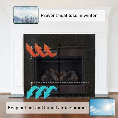 Flehomo Magnetic Fireplace Draft Stopper - Fireplace Cover to Block Draft from Vent, Prevent Cold Air and Heat Loss, Magnetic Fireplace Screen for Indoor Chimney, 2 Pack (36 x 6 inch)